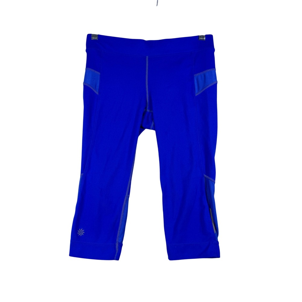 Athleta Quest Capri Leggings Womens Athletic Running Blue Mesh Colorful Small